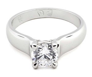 Solitaire engagement ring by Fair Trade Jewellery Co., using fairtrade/fairmined certified gold and Canadian diamond.