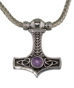 Sterling silver 'Thor's Hammer' pendant with star sapphire.