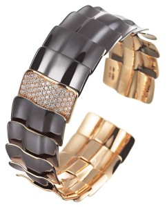 Cuff by Garavelli, featuring diamonds, 18-karat gold, and micro-ceramic finishing.