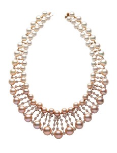 Necklace by Yoko London with 18-karat rose gold, 9- to 14-mm South Sea, freshwater, and Akoya pearls, and diamonds (10.88 ctw).