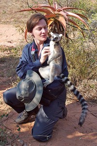 The author making friends with the 'locals,' a lemur.