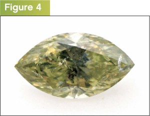 Not all olive-coloured stones are chameleon diamonds. This fancy greyish-greenish-yellow 1.12-carat diamond does not change colour when heated.