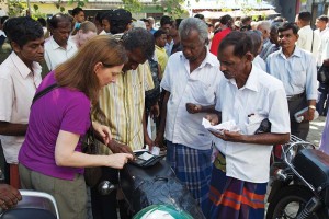 Weighing rough on the back of a motorbike at Sri Lanka's Ratnapura Gem Market.