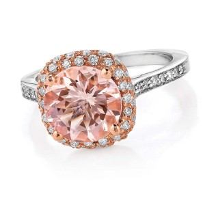 18-karat rose and white gold ring by Makur Designs, with 2.2-carat morganite and diamonds (.46 ctw).