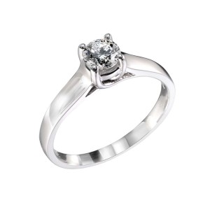 14-karat white gold ring by Basal Diamonds set with a .30-carat Canadian diamond.