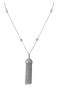 Ottoman-style sterling silver necklace by Noor Collection set with simulated diamonds.