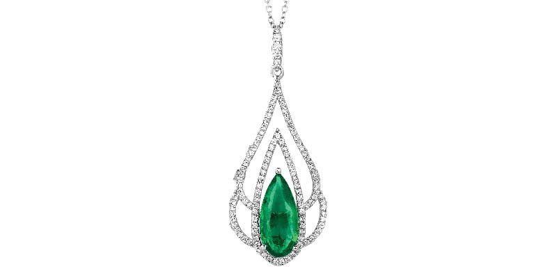 Diamond and emerald pendant by Le Vian.