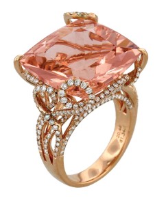 20.46-carat morganite ring by Yael Designs set in 18-karat rose gold with white diamonds (1.34 ctw).