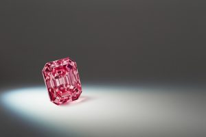 The 3.14-carat, emerald-cut ‘Argyle Alpha’ is the largest vivid pink diamond Rio Tinto has ever sold at its Argyle Pink Diamonds Tender. Photo courtesy Rio Tinto