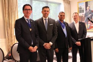 From left to right, Stephen Cole (outgoing co-chair), Marco Miserendino (chair), Umesh Shah (outgoing co-chair), and Darren Dubrovsky (past chair) at the Canadian Jewellers Association (CJA) annual general meeting (AGM). Photos courtesy CJA