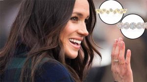 Birks is one of the Canadian brands to have benefitted from Meghan Markle's fashion choices. She is pictured here wearing Birks' rose gold and diamond snowflake ring with its yellow gold and diamond splash ring.