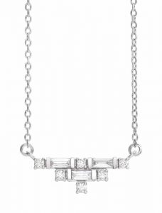 406-mm (16-in.) art deco necklace in 14-karat white gold with diamonds (0.25 ctw) by Stuller. MSRP $1599 Contact: Stuller (800) 877-7777