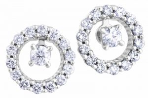 'Wear-three-ways' Canadian diamond ear jackets, also wearable as studs, in 14-karat Canadian certified white gold from Beverly Hills Jewellers' 'Forever Ice' brand.