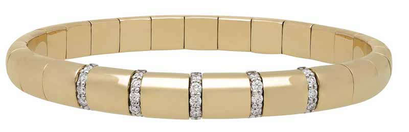 ‘Pura’ bracelet in 18-karat yellow gold with five diamond bars (0.36 ctw) by Roberto Demeglio. MSRP $5411