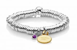 Made-to-order ‘Sweetie’ bracelet by Links of London, available in rhodium or 18-karat gold or rose gold vermeil. Diamond/gemstone rondelles, engraving, and keepsake charms can be added. MSRP $535 as shown ($295 starting price)