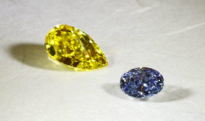 The Fancy Color Research Foundation (FCRF) reports across-the-board increases for blue diamond prices, while pink prices remain stable and yellows are experiencing declines. Photo courtesy FCRF