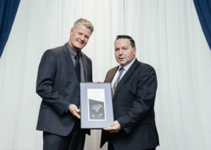 Allan Rodel, general manager of the Gahcho Kué mine (left), and Wally Schumann, Minister of Industry, Tourism, and Investment for the Government of the Northwest Territories (right). Photo courtesy the Government of the Northwest Territories