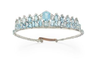 This art deco aquamarine and diamond tiara-necklace by Cartier achieved more than eight times its low estimate at Christie’s ‘Magnificent Jewels’ sale on December 6. Photo courtesy Christie’s