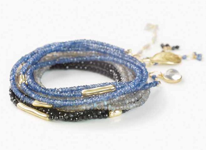 Beaded wrap bracelets by Anne Sportun.