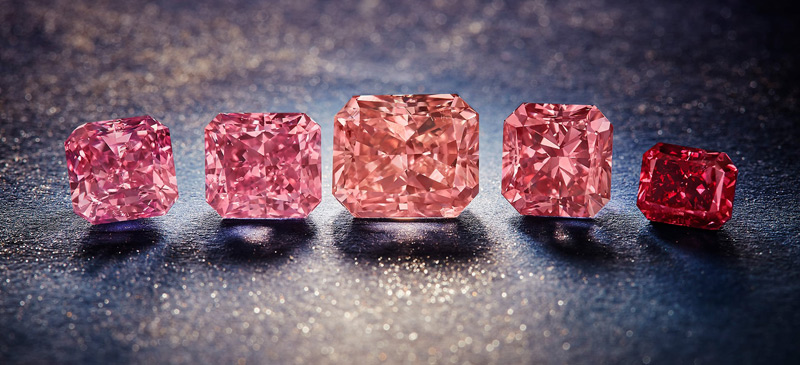 The five ‘hero’ diamonds of Rio Tinto’s final Argyle Pink Diamonds Tender. Photo courtesy Rio Tinto