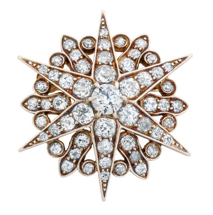 Antique diamond, silver, and gold pendant/brooch by Tiffany & Co. (1890).