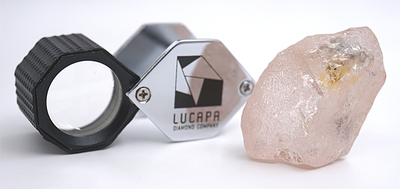 A 170-carat pink diamond has been recovered at Lucapa’s Lulo alluvial mine in Angola. Photo courtesy Lucapa Diamond Company Limited