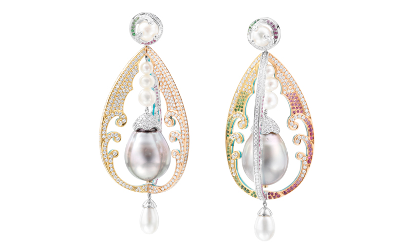 Tariq Riaz (Tariq Riaz LLC) won the top prize, the President Trophy, for his ‘Oceana Pearl’ earrings at last year's International Pearl Design Competition (IPDC). Photo courtesy CPAA