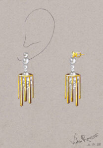 Student Award (two-way tie): Voguedelier earrings from Victor Rouesné, Fashion Institute of Technology.