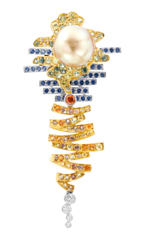 Wedding Day Pearls: Sunrise Revisited, Tribute to Monet pin/pendant by S. D. Cusson LLC.