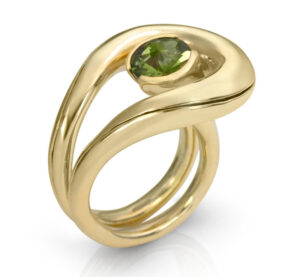 Figure 5: Green tourmaline ring by Timo Krapf. Photo by Paul Ambtman