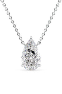 14-karat white gold ‘Hidden Halo Riley Necklace’ by Keyzar, featuring a 1.09-carat pear shape laboratory-grown diamond. (Also available with mined diamond or moissanite.)  MSRP $1,792