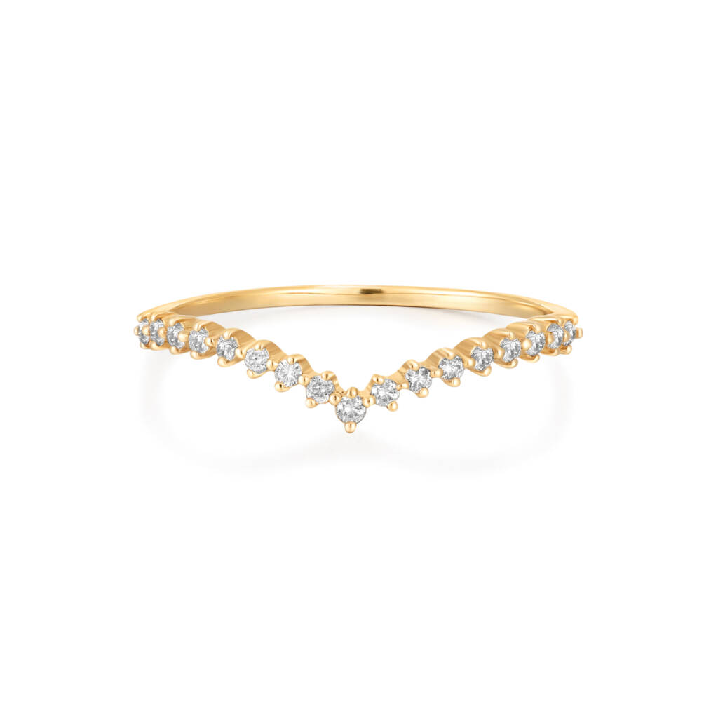 14-karat yellow gold ‘Wishbone Revere’ ring by Aurelie Gi with laboratory-grown diamonds (0.14 ctw). MSRP US$485