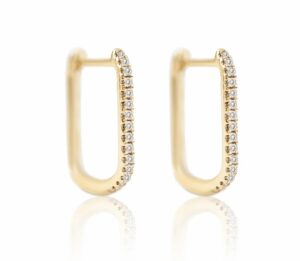 Oval hoop earrings with diamonds by AMYO Jewelry. MSRP $380