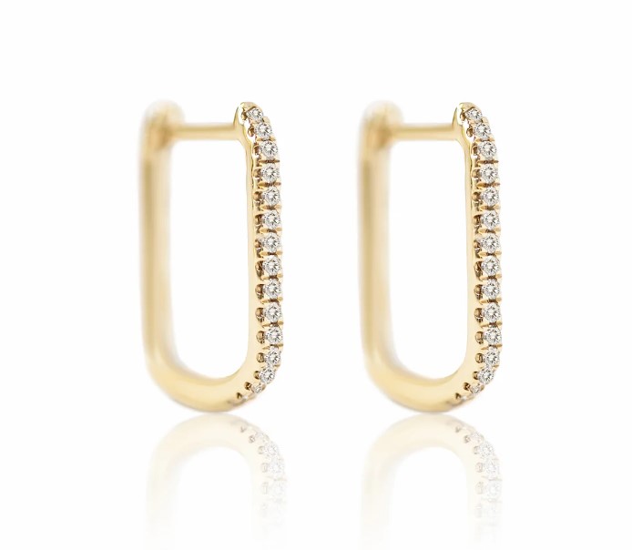 Oval hoop earrings with diamonds by AMYO Jewelry. MSRP $380