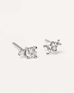 White gold ‘Solitaire Duo’ studs by Pdpaola, featuring diamonds (0.23 ctw).