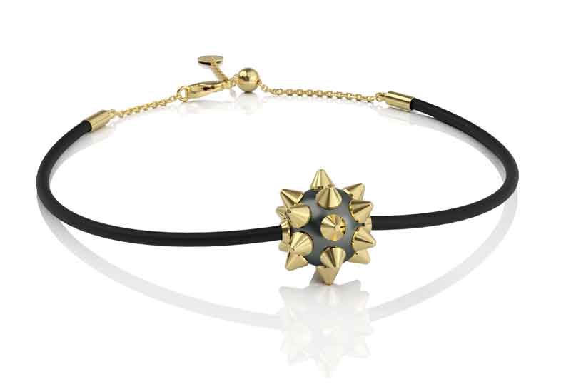 South Sea pearl choker studded with 18-karat yellow gold spikes from the Xander Jane ‘Spiked’ collection. MSRP US$9,000