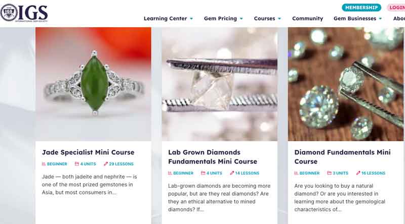 International Gem Society (IGS) provides a variety of “mini courses” for beginners. Photo courtesy gemsociety.org