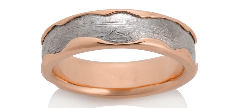 Chris Ploof ‘Arcturus’ ring in meteorite with 14-karat rose gold.