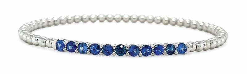 8-karat white gold stretch bead bracelet by Lisa Nik, featuring blue sapphire (1.43 ctw). MSRP US$4,620