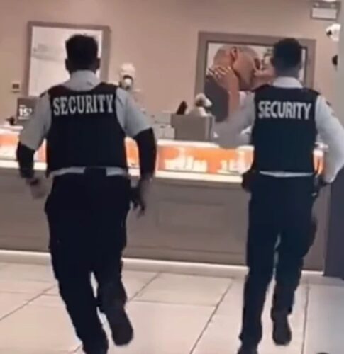 Security running into Peoples Jewellers